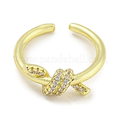 Gestellplattierung Messing Mikropflaster Zirkonia Knoten offene Manschettenringe für Frauen&nbsp;RJEW-I104-14G