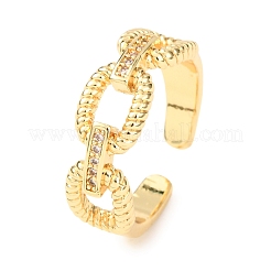 Messing Micro Pave Zirkonia Manschette offene Ringe&nbsp;RJEW-F204-01G