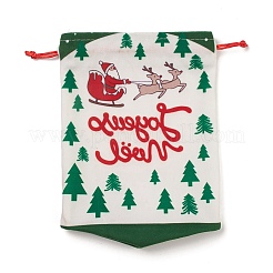 Bolsas de tela rectangulares con tema navideño con cordón de yute.&nbsp;ABAG-P008-01E