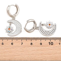 Boucles d'oreilles créoles pendantes en laiton serties de micro-pavés de zirconiums cubiques&nbsp;KK-CBA8324-05A-P