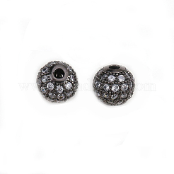 Runde Messing Micro Pave Zirkonia Perlen&nbsp;ZIRC-N016-01B-8mm
