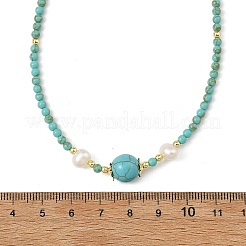 Colliers de perles rondes en turquoise synthétique et en perles de culture d'eau douce naturelles&nbsp;NJEW-JN06554-01