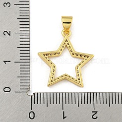 Pendenti con micro pavé di zirconi trasparenti in ottone placcato a stella&nbsp;KK-Z053-07G