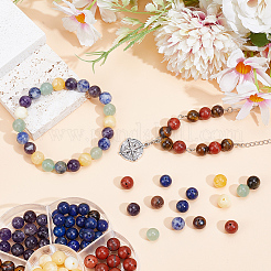140 pièce 7 styles de perles de chakra en améthyste naturelle&nbsp;G-PA0001-93B