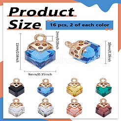 16pcs 8 Farben Glasanhänger&nbsp;GLAA-LP0001-15