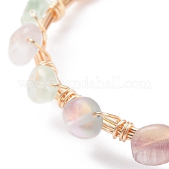 Braccialetto di perline intrecciato con fluorite naturale&nbsp;BJEW-JB07997-02