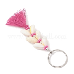 Llaveros colgantes con borlas de polialgodón (poliéster y algodón) de concha natural&nbsp;KEYC-JKC01292