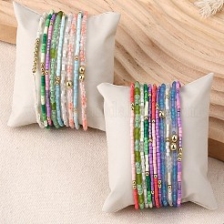 2 pièces 2 styles de perles de rocaille en verre ensembles de bracelets extensibles&nbsp;BJEW-SW001591