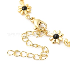 Buntes Blumen-Gliederkettenarmband aus Emaille&nbsp;BJEW-G672-01G