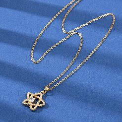 Collares colgantes de circonita cúbica micro pavé de latón con forma de estrella&nbsp;NJEW-C076-20G