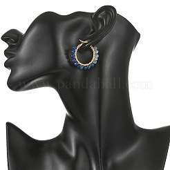 Boucles d'oreilles créoles en acier inoxydable 201 et perles rondelles en jade naturel teint de Malaisie&nbsp;EJEW-JE07415-02