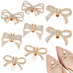 8 stücke 4 arten bowknot legierung strass schuh dekorationen&nbsp;AJEW-PH0011-73