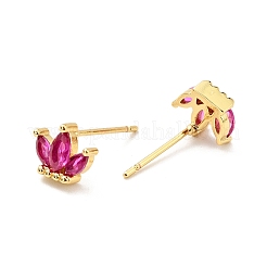 Boucles d'oreilles clous couronne zircone cubique&nbsp;EJEW-G297-12G-01