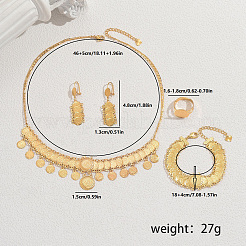 Lussuosi braccialetti e orecchini e collane e anelli in ottone in stile mediorientale per feste femminili&nbsp;LF7788