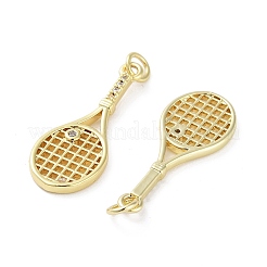 Placage de crémaillère en laiton micro pavé pendentifs en zircone cubique claire&nbsp;KK-H474-01G