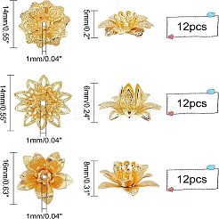 36 Stück 3 Stil Messing 3D Blumen Perlenkappen&nbsp;KK-FH0002-48