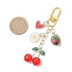 Decorazioni pendenti in lega smaltata e acrilico con ciliegie&nbsp;HJEW-JM04298-01