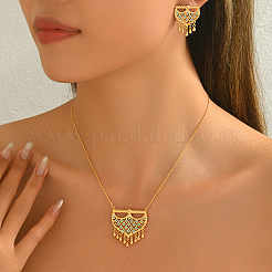 Elegante set di orecchini e collane in ottone micro pavé di zirconi cubici in stile mediorientale per donna&nbsp;CH1454