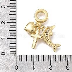 Messing mikro pflastern klare kubik zirkonia europäische baumeln charme&nbsp;KK-D431-033G-G