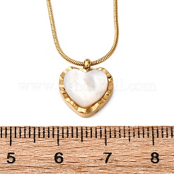 Colliers ronds en acier inoxydable 304 et pendentif en forme de cœur en coquillage blanc pour femmes&nbsp;NJEW-K255-39G