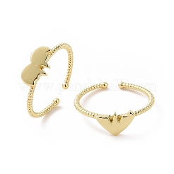 2-teiliges Paar-Ring-Set mit schmelzendem Herz aus Messing im 2-Stil&nbsp;RJEW-E072-27G