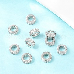 Perles européennes en laiton avec zircone cubique de micro pave&nbsp;ZIRC-D026-07P