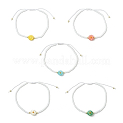 Braccialetti regolabili con conchiglie d'acqua dolce naturali e perline di vetro&nbsp;BJEW-JB13766
