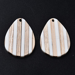 Colgantes de resina y madera a rayas&nbsp;X-RESI-N025-015A-B01