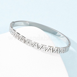 304 Edelstahl Micro Pave Zirkonia Scharnier Armreifen für Damen&nbsp;BJEW-Z146-01P