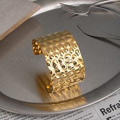 Brazaletes anchos texturizados de acero inoxidable 304 de estilo vintage para mujer.&nbsp;EO1000