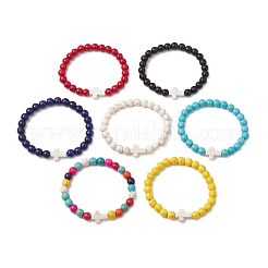 Stretch-Armbänder aus synthetischen türkisfarbenen Perlen für Frauen und Männer&nbsp;BJEW-JB11466