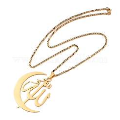201 Edelstahl-Ketten mit Mond- und arabischen Anhängern für Damen und Herren&nbsp;LS-NJEW-R013-02G