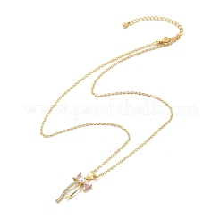 Collana con pendente in ottone con zirconia cubica&nbsp;NJEW-S441-05G