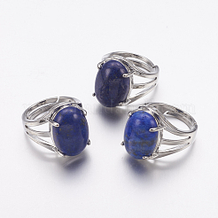 Natürliche Lapislazuli-Band Fingerringe&nbsp;X-RJEW-K224-A15