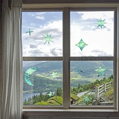 7 pz 2 stili adesivi in pvc adesivi per finestre di colore abbagliante adesivi per finestre in vetro elettrostatico con stella laser 3d e luna&nbsp;JX830A