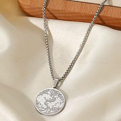 Colliers ronds et plats en acier inoxydable 201 avec pendentif arbre en relief pour femmes&nbsp;FS-WG3CDF6-02