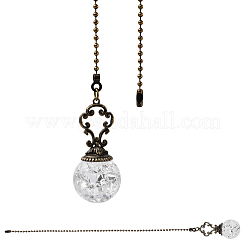 Rallonges de chaîne de traction pour ventilateur de plafond à breloques rondes en verre&nbsp;HJEW-WH20003-34A