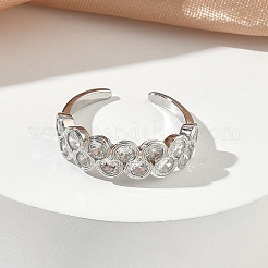 Anillos abiertos de latón con micro pavé de circonita cúbica&nbsp;RJEW-C163-14P