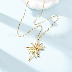 Collares con colgante de flor de acero inoxidable 304 y cadena de cable para hombres y mujeres&nbsp;NJEW-K308-05G-G