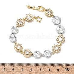Bracelets à maillons en laiton micro pavé en oxyde de zirconium transparent pour femmes&nbsp;BJEW-C156-06A-PG