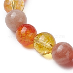 Bracciali elastici rotondi con perline di pietre preziose naturali miste per le donne&nbsp;BJEW-TA00563