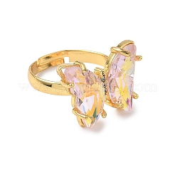 Einstellbare Fingerringe aus Messingglas&nbsp;RJEW-P148-A01-21