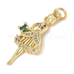 Pendentifs avec zircon cubiques à micro-pavés en laiton&nbsp;ZIRC-I356-08G-03