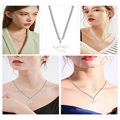 2 Stück Halsketten mit Sternanhänger aus Edelstahl und gedrehter Kette für Damen und Herren&nbsp;NJEW-LP0001-13