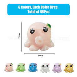 48 mini ornement de pieuvre en résine mignon de 6 couleurs&nbsp;AJEW-FH0003-96