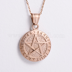 Colliers avec pendentif pentagramme viking vintage en acier inoxydable punk pour unisexe&nbsp;JV0846