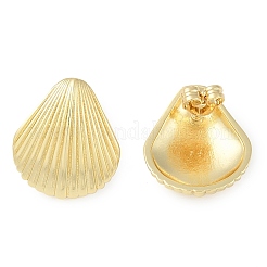 Orecchini a bottone in ottone a forma di conchiglia con placcatura a cremagliera da donna&nbsp;EJEW-Z059-01G