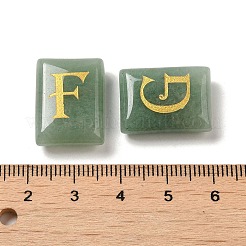 26 rettangolo curativo con avventurina verde naturale con decorazioni per display con lettere a~z&nbsp;G-K335-07F