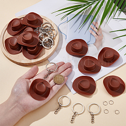 DIY-Sets zur Herstellung von Schlüsselanhängern mit Cowboyhut-Anhänger aus Kunststoff&nbsp;DIY-BM0001-33A