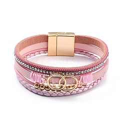 Geflochtenes mehrsträngiges Armband aus PU-Leder&nbsp;BJEW-I299-02C-KCG
